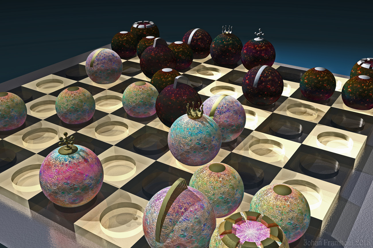 3D-art, 3D graphics, Spherical Chessmen by Johan Framhout