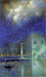 to Art7D.be, Painting for May 2016 - week 2, Lucien Lévy-Dhurmer, Feu d'artifice à Venise , 1917, charcoal and pastel 