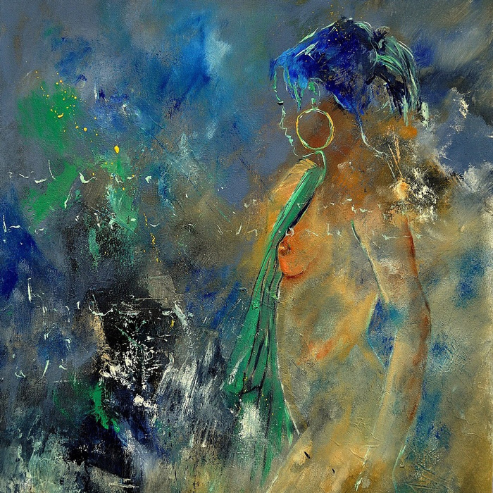 Pol Ledent, Youg Girl (acrylic on canvas)
