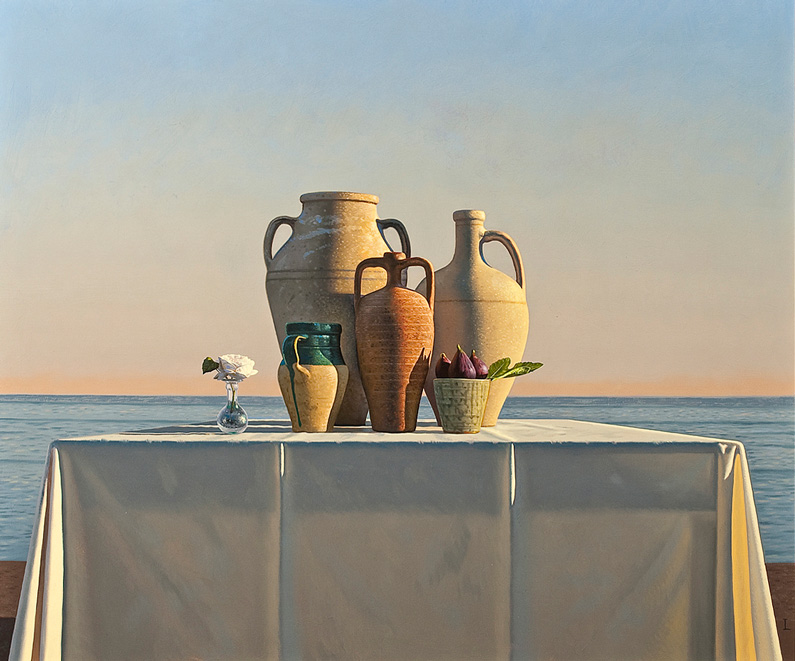 David Ligare, Still Life with Pots and Fig and Rose