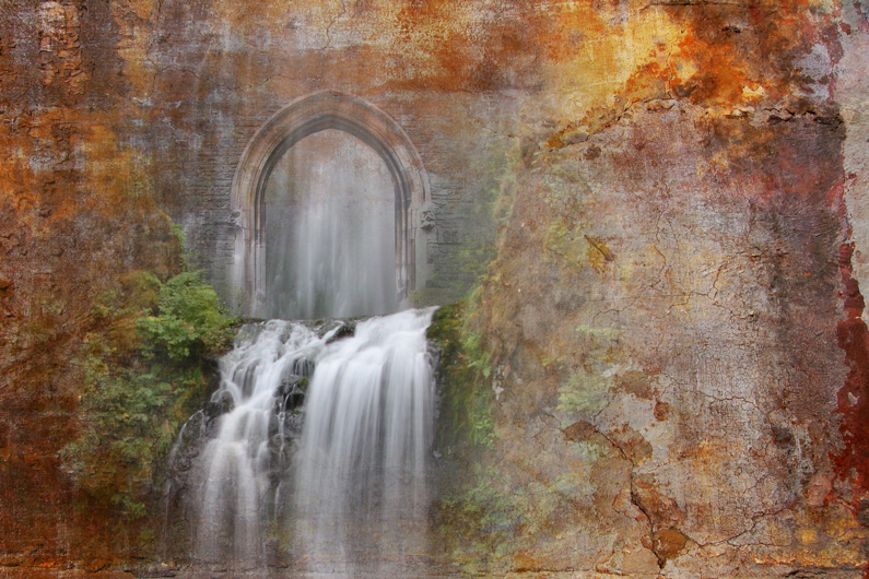 JB Banks, Woods Waterfall Door II (collage)