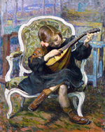 to Henry Lebasque, The little Mandolin Player Marthe Lebasque, 1905, oil on canvas (source the-athenaeum)