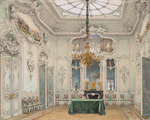 Luigi Premazzi, Interiors of the Winter Palace. The Green Dining Room, watercolour, 1852