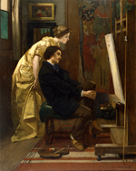 Alfred Stevens, (1823–1906), The painter and his model, 1855