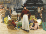 Benjamin Evans Ward, London Flower Girls, Piccadilly Circus (1895) 