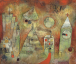 Paul Klee, Schicksalstunde um dreiviertel zwölf, 1922, oil on chalk-primed muslin mounted on panel