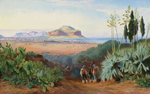 Edward Lear, 1812-1888, Palermo, Sicily, with Monte Pelegrino, oil on canvas 