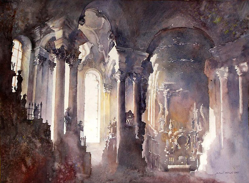 Mical Orlowsky, Wieskirche (aquarel)
