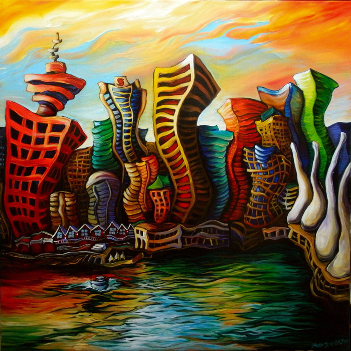 Laurazee, Vancouver Sunrise (acrylic on canvas)