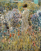 naar het schilderij Frederick Carl Frieseke (1874 - 1939), Vrouw in een Tuin, 1912